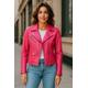 Infinity Leather Womens Fuschia Pink Classic Brando Biker Jacket - Soweto Lamb Leather - Size 22 UK | Infinity Leather Sale | Discount Designer Brands