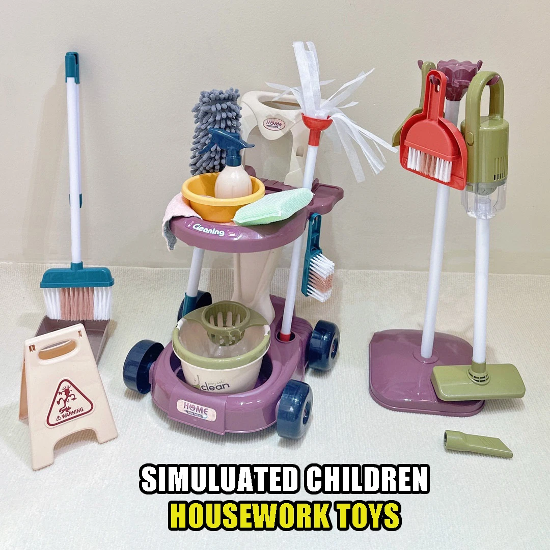 Hause Reinigung Spiele Simulation Reinigung Spielzeug Set Hygiene Warenkorb Werkzeug Set Reiniger Werkzeug Reinigung Kit Spielzeug für Kinder Junge Mädchen Geschenke Image