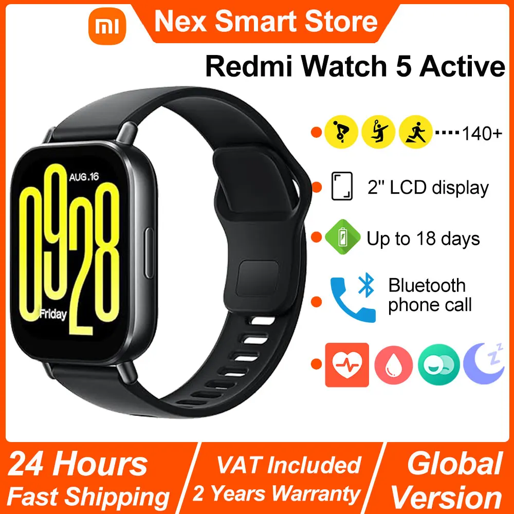 Xiaomi Redmi Watch 5 Active Smart Watch, Bluetooth-Anruf, 2-Zoll-LCD-Display, Smartwatch zur Überwachung des Herzfrequenz-Blutsauerstoffs am ganzen Tag Image
