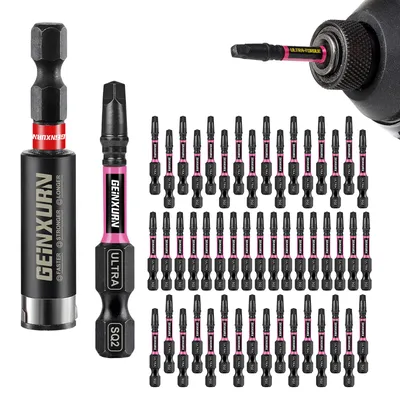 Geinxurn 1/2/3/6 Zoll. SQ2 Impact Robustes magnetisches Power-Bit-Set, Square Head Power Bit, S2-Schraubendreher-Bit-Set mit Bithalter