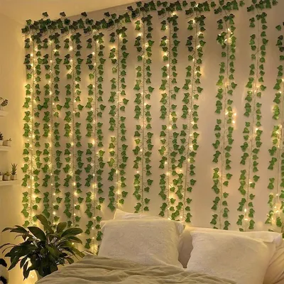 Flower Green Leaf String Light Christmas Tree Garland Light Artificial Vine Fairy Lights Battery Powered Weeding Room Decoration