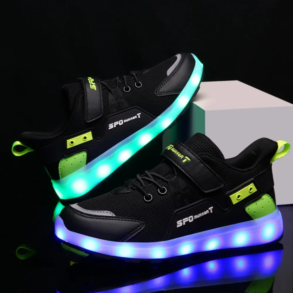 Freizeitschuhe für Kinder, LED-USB-Aufladung, leuchtende leuchtende Turnschuhe für Jungen und Mädchen, LED-Turnschuhe mit leuchtender Sohle, beleuchteter Schuh