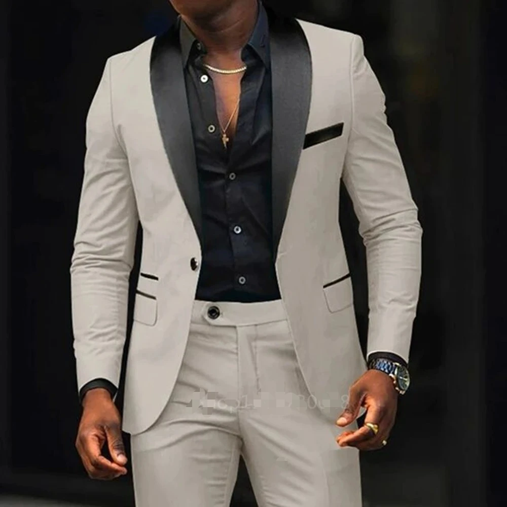 Abiti da sposa eleganti 2 pezzi Slim Fit Blazer doppiopetto Smoking Groomsmen Suit Abiti da lavoro formali maschili (giacca + pantaloni)