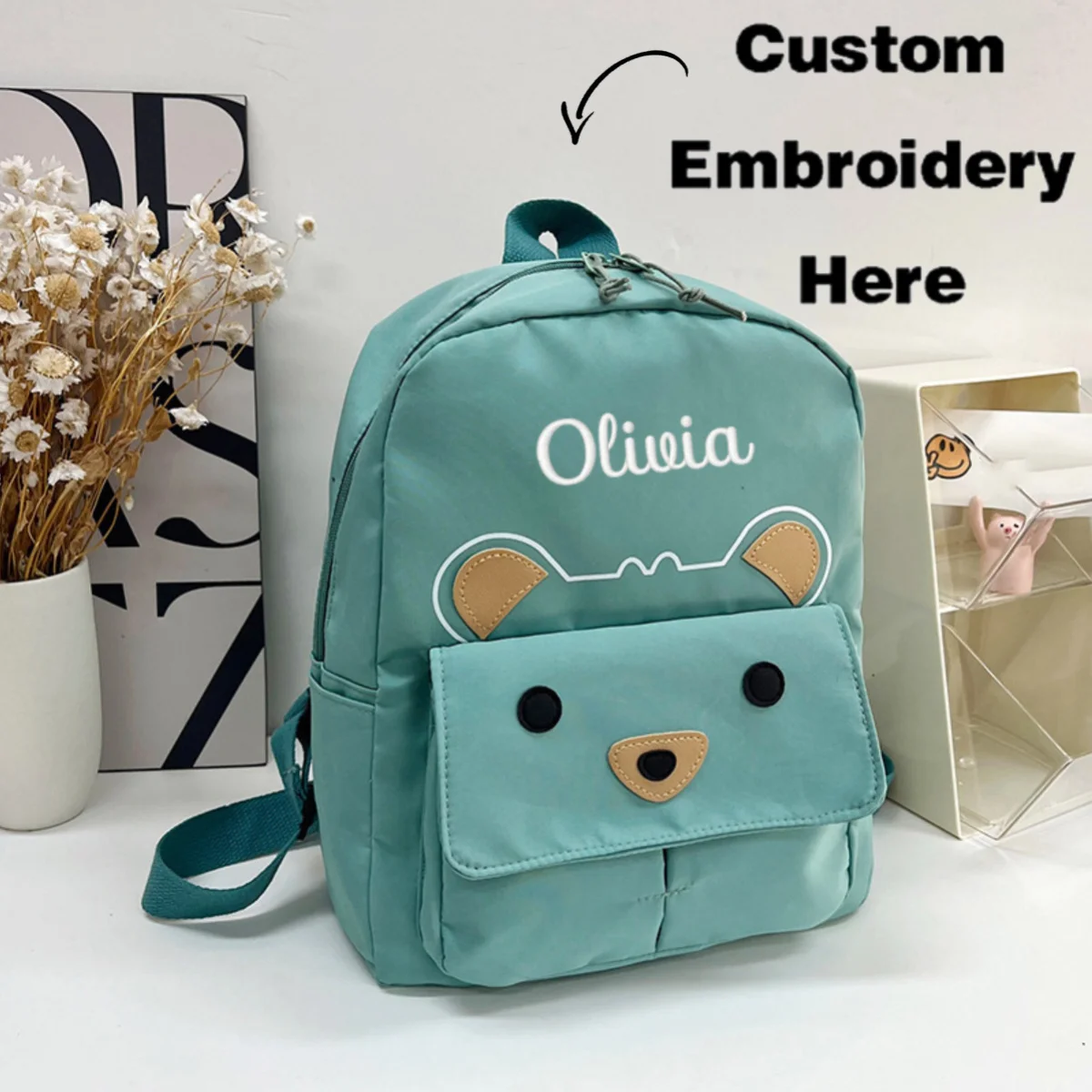 Zaino per bambini ricamato - Zaino per bambini personalizzato con nome personalizzato, borsa per la scuola per bambini, regalo per il ritorno a scuola, mini giro