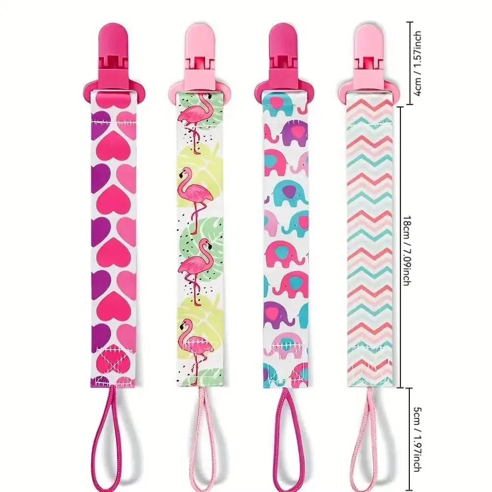 4 Stück Baby-Schnullerhalter-Clips, niedliches und praktisches Design, Schnuller-Clips für Jungen und Mädchen, universelle Passform für die meisten Schnuller Image
