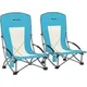 Outsunny Set di 2 sedie da spiaggia pieghevoli con schienale in rete, sedie da campeggio con braccioli con portabicchieri e borsa per il trasporto, blu