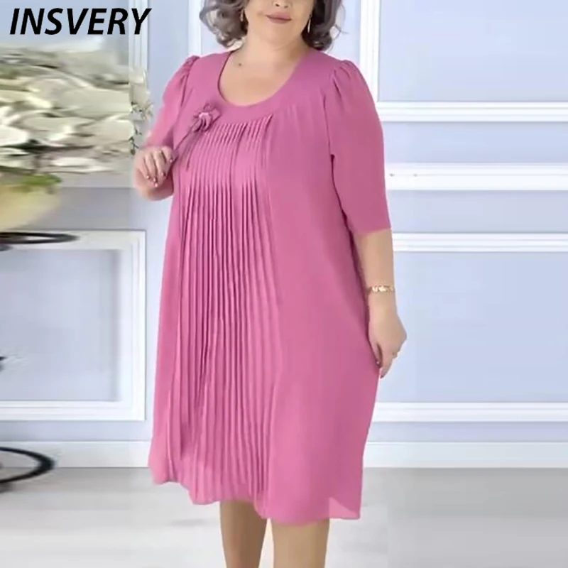 Sommer Plus Größe Kleid Frauen O Hals Halbe Hülse Lose Strand Urlaub Kleider Für Frauen Casual Party Kleid Boho Midi Kleid