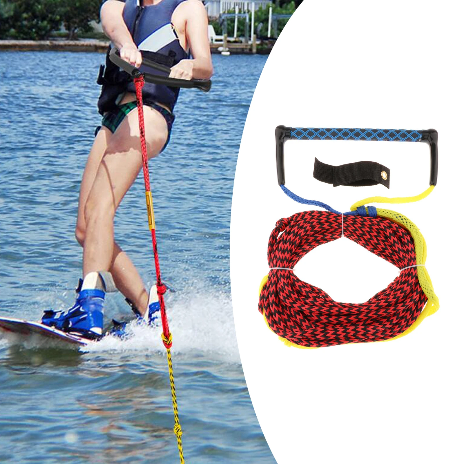 Corde de Ski nautique 23M avec poignée, corde de surf pour bateau, corde de Wakeboard polyvalente, Sports aquatiques, prise confortable, légère