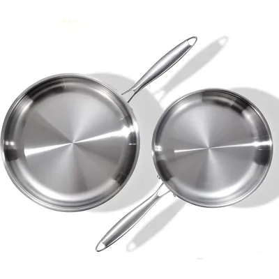 Tri-Ply Clad Stainless Steel Frying Pan Chef's Classic Skillet,Compatible with All Cooktops & Induction, Dishwasher-Safe