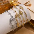 Vnox Bracelets de chaîne de mode de Style mince, Bracelet de perles d'accessoire de prière de la Vierge Marie de Jésus, bijoux religieux pour femmes catholiques