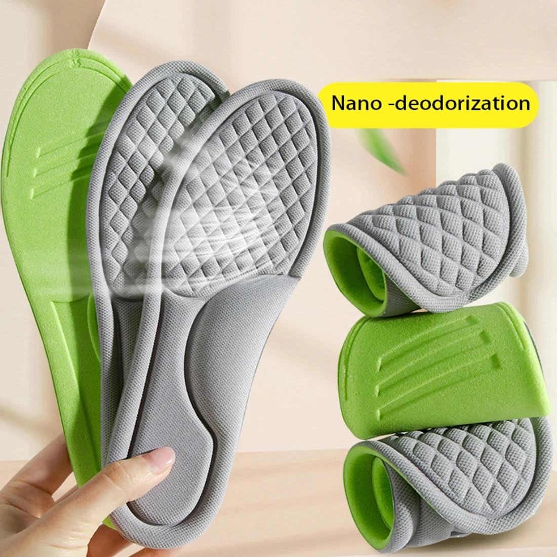 2 stücke Unisex Memory Foam Orthopädische Einlegesohlen Desodorierende Einlegesohle Schuhe Sport Absorbiert Schweiß Weiche Antibakterielle Schuh Zubehör Image