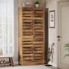 70.8" Tall Shoe Cabinet with Shutter Doors, 9-Tier 27 Pairs Shoe Cabinet, Rustic Brown Vertical Shoe Storage Cabinet with Adjus
