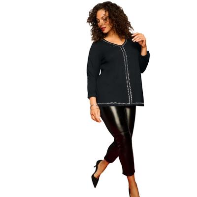 Plus Size Women's Ultra Drape Embellished Tunic by Roamans in Black Embellishment (Size 18/20)