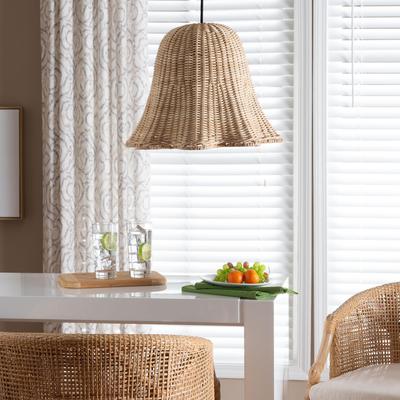 Semira Bohemian Natural Scalloped Rattan Pendant Lampshade by Wholesale Interiors INC in Natural (Size ONE SIZE)