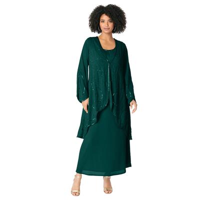 Plus Size Women's Beaded Dress and Gown Set by Roaman's in Emerald Green (Size 18 W)
