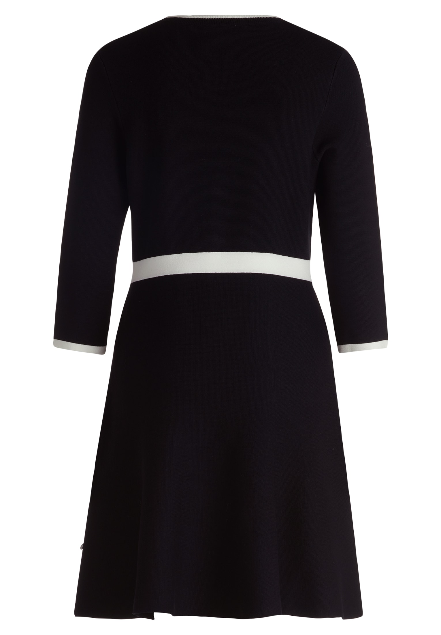 Strickkleid VERA MONT "Damen mit Rundhalsausschnitt", Damen, Gr. XL, US-Größen, schwarz (schwarz, weiß), Strick, Obermaterial: 80% Viskose, 20% Polyamid, körpernah kurz, Rundhals, Kleider Strickkleid