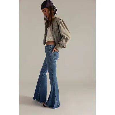 We The Free Emre Flare Jeans at Free People in Poppy Blue, Size: 25
