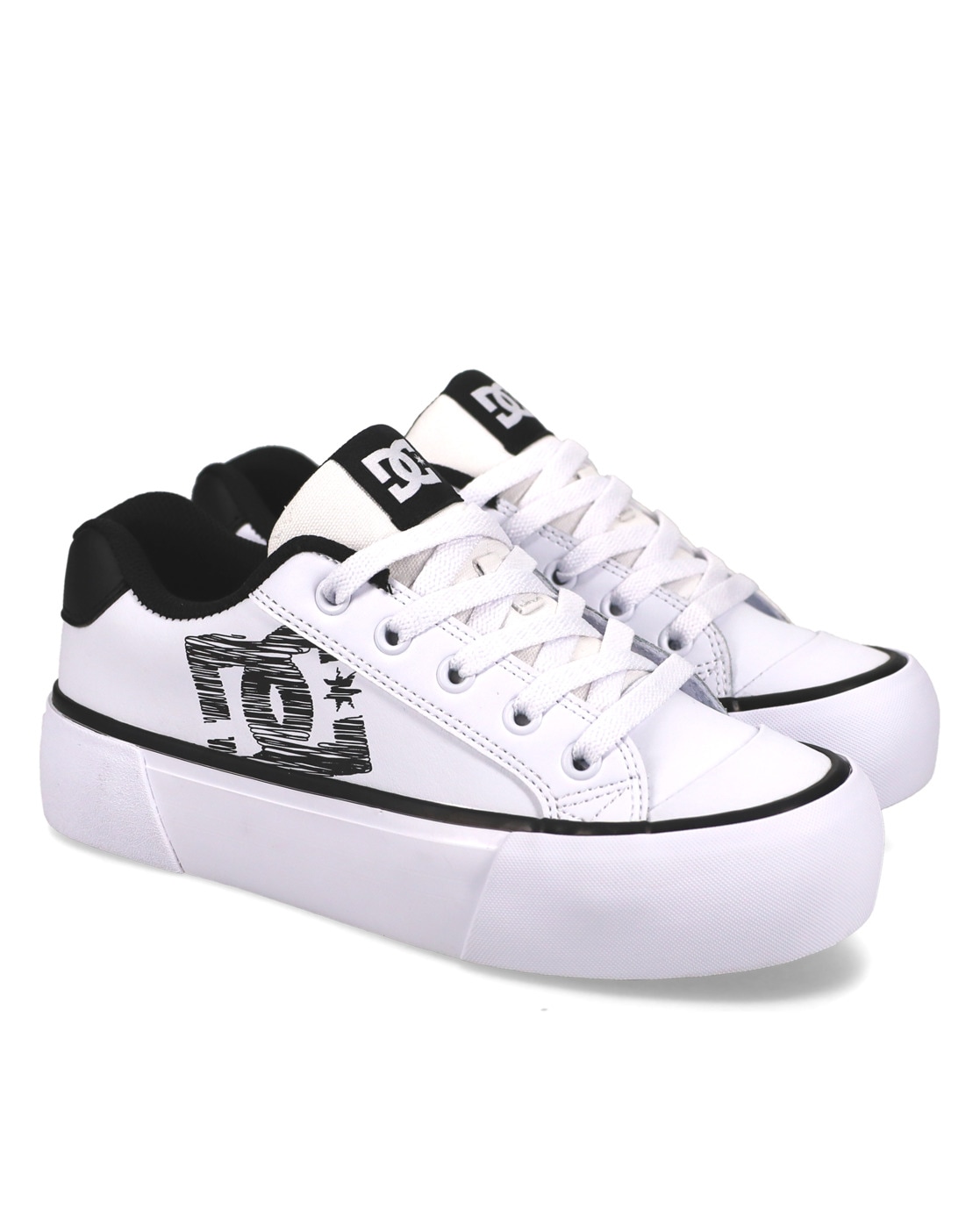 Sneaker DC SHOES "Chelsea Platform", Damen, Gr. 8,5(40), weiß (weiß, schwarz), 55.1% Leder, 44.9% Synthetikmaterial, Schuhe Sneaker