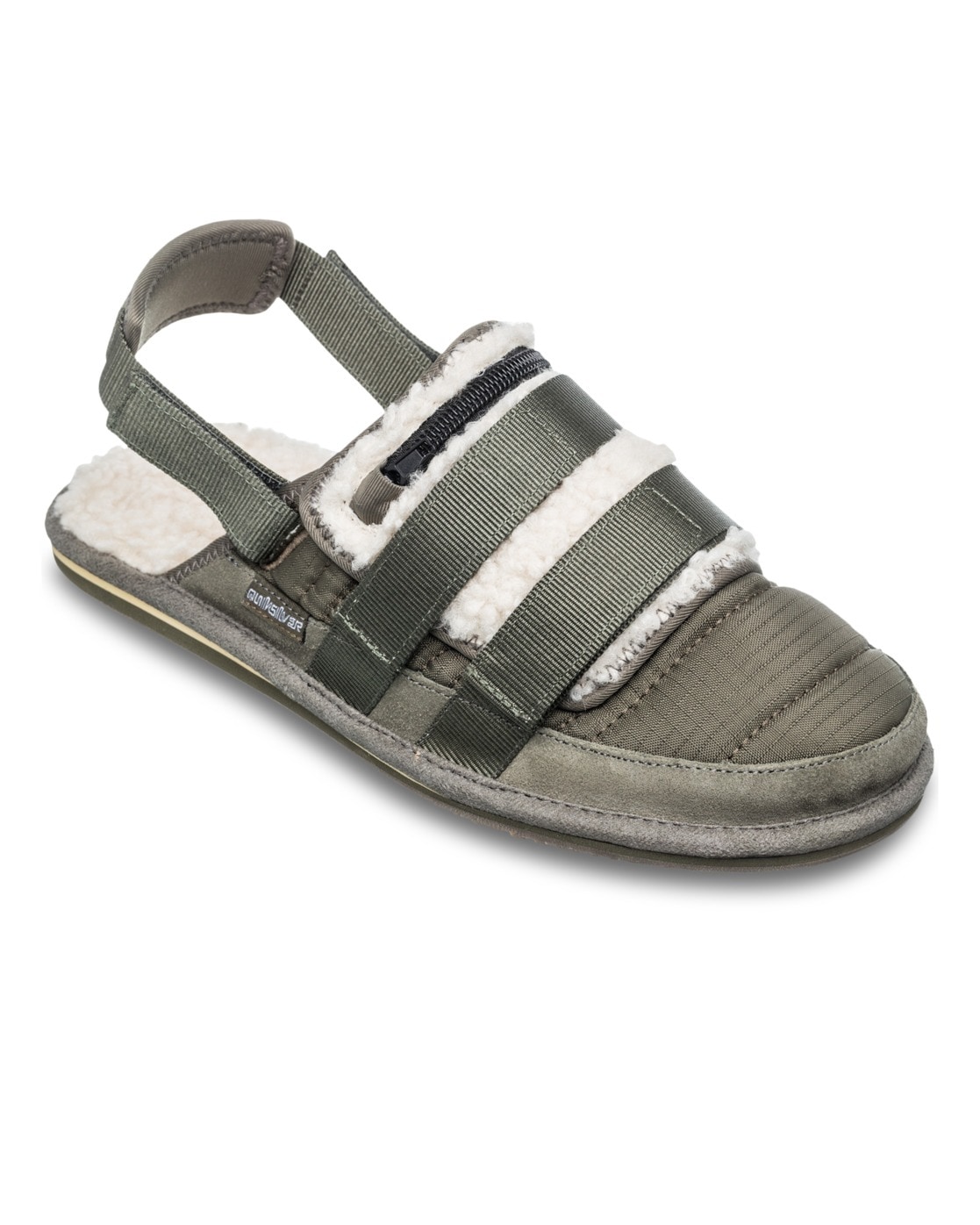 Sandale QUIKSILVER "After Session Mule", Herren, Gr. 14(47), braun, Obermaterial: Textil, Leder, Reißverschluss – Futter: Textil – Laufsohle: Gummi, Schuhe Sandale