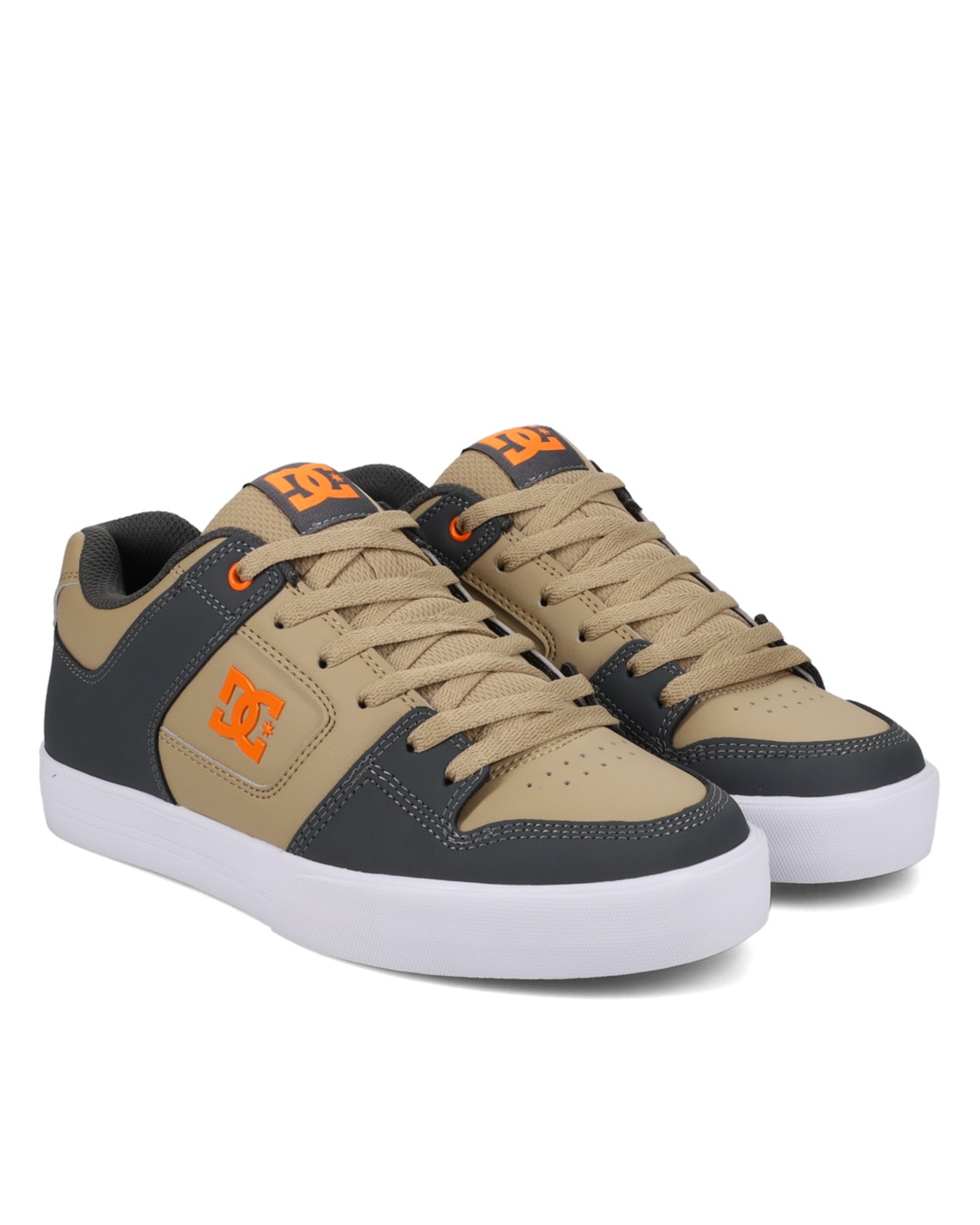 Sneaker DC SHOES "Pure", Herren, Gr. 6,5(38,5), grau, tan, orange, 55, 4% Leder, 44, 6% Synthetik, Schuhe Skaterschuh Sneaker low