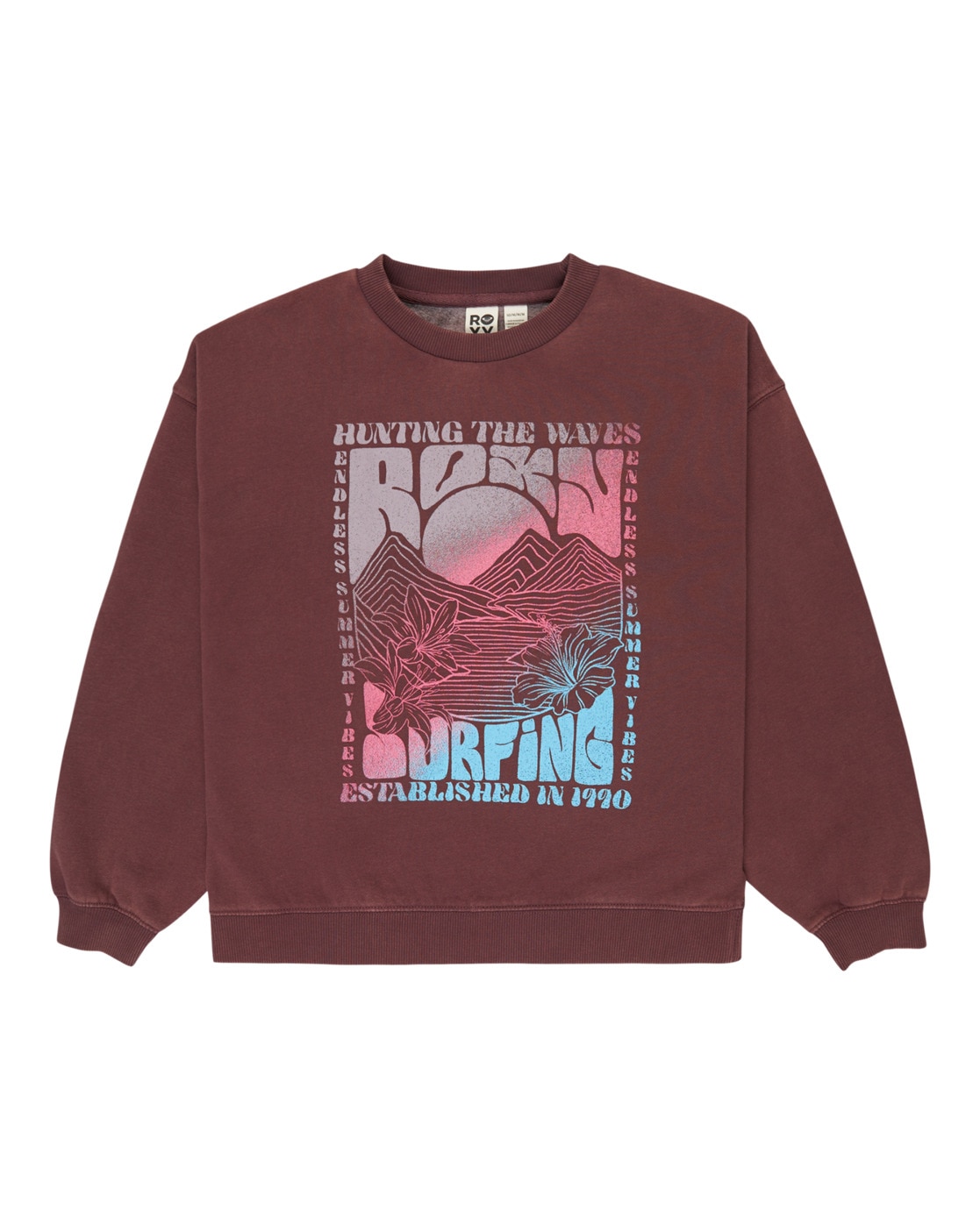 Sweatshirt ROXY "Lineup Brushed", Mädchen, Gr. 10(140-148cm), huckleberry, 55% Baumwolle, 25% Baumwolle, 20% Polyester, Sweatshirts Sweatshirt