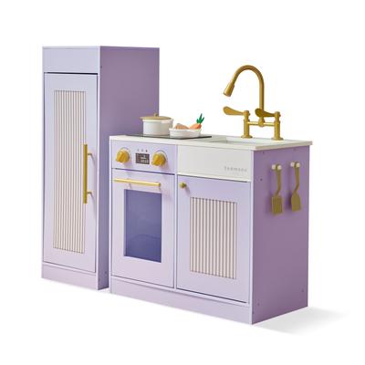 Teamson Kids Wooden Pretend Play Kitchen Toy Set with Fridge, Oven, and 12 Pcs Food Accessories for Age 3-5 Kid and Toddler