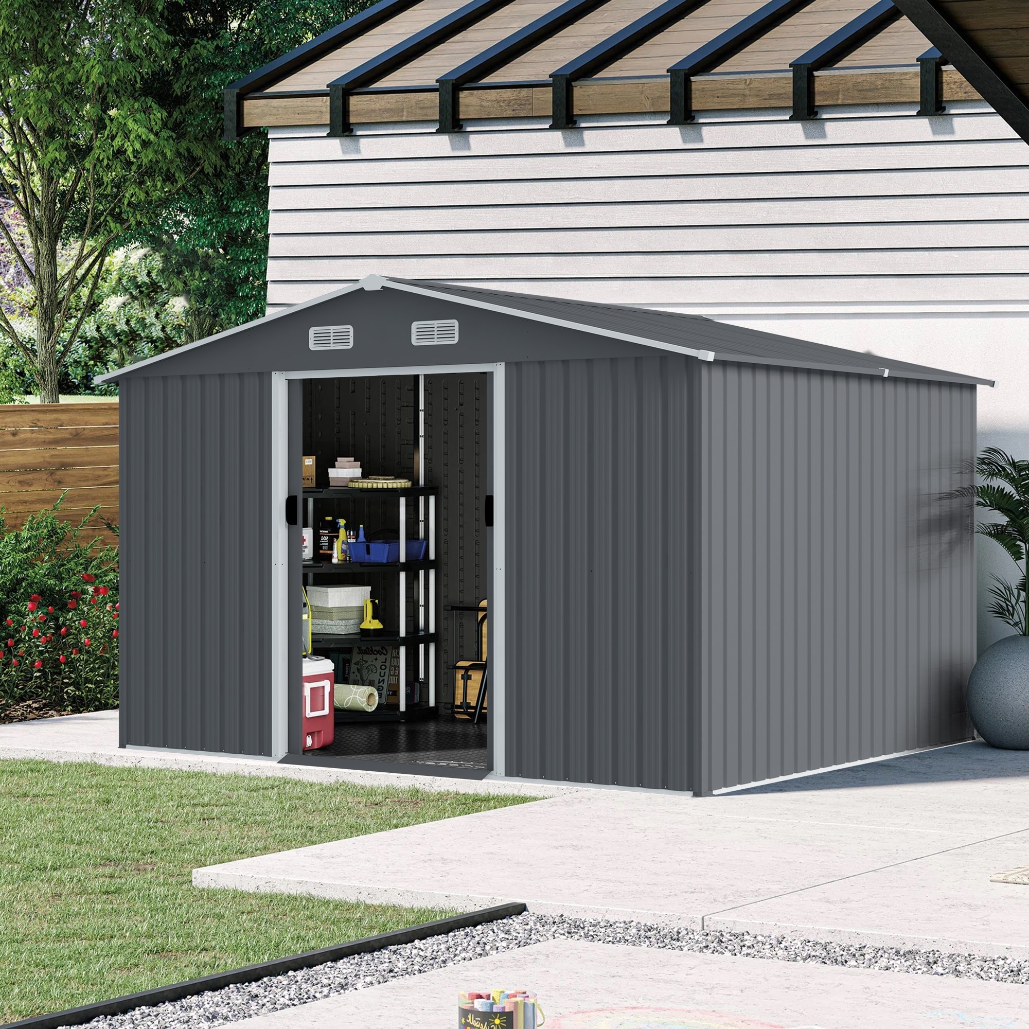 Outdoor Storage Shed Grey