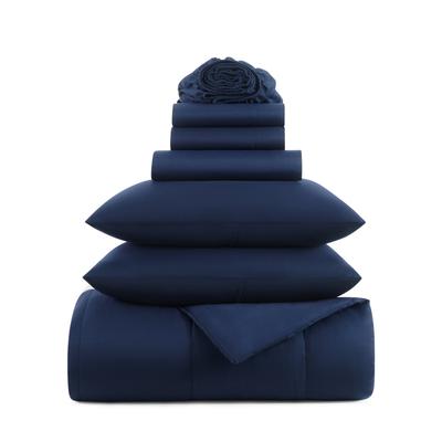 Arkwright Home Family Essentials Bed in Bag 7PC - King - Navy (P-BIAB-KG-NV) 1/EA Sheet Sets