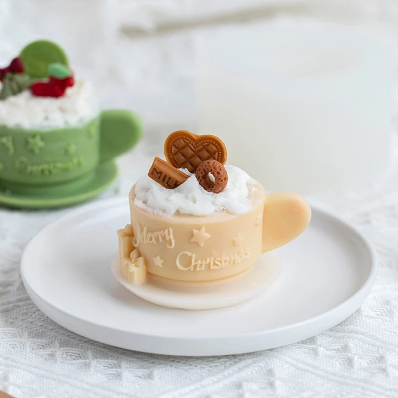 Frohe Weihnachten Kaffeetasse Silikon Kerze Form Kreative Kuchen Tasse Aromatherapie Seife Gips Fondant Backform Wohnkultur Geschenke Image
