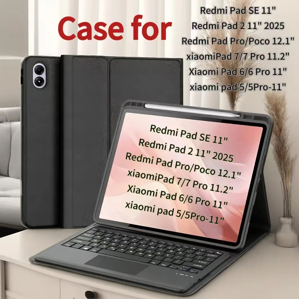 Custodia per Redmi Pad 2 SE 11" Xiaomi Pad 5/6 Pro 11" Xiaomi Pad 7 Pro 11.2" Redmi Pad Pro Poco12.1" Tastiera per stazione intelligente