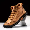 Herren Leder Stiefeletten Outdoor Freizeitstiefel Vintage Weiche Sneakers Flache Schnürstiefel Handgemacht Große Herrenschuhe Botines
