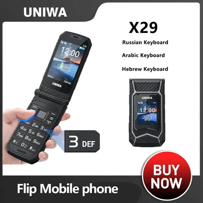 UNIWA X29 Flip Mobile PhoneBig Push-Button Clamshell Cellphone Phone Senior Dual Sim Support MP3 MP4 2.1BT FM