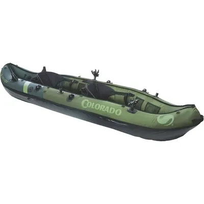 %a Colorado 2-Person Inflatable Fishing Kayak with Paddle & Rod Holders, Adjustable Seats, & Carry Handle