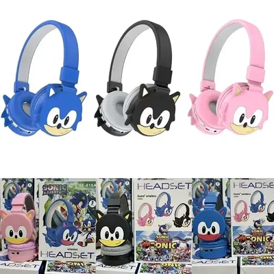 Sonic Igel Kopf Montiert Bluetooth Kopfhörer Anime Hängen Ohr Spiel Sport Drahtlose Kopfhörer Noise Reduction HIFI Stereo Image