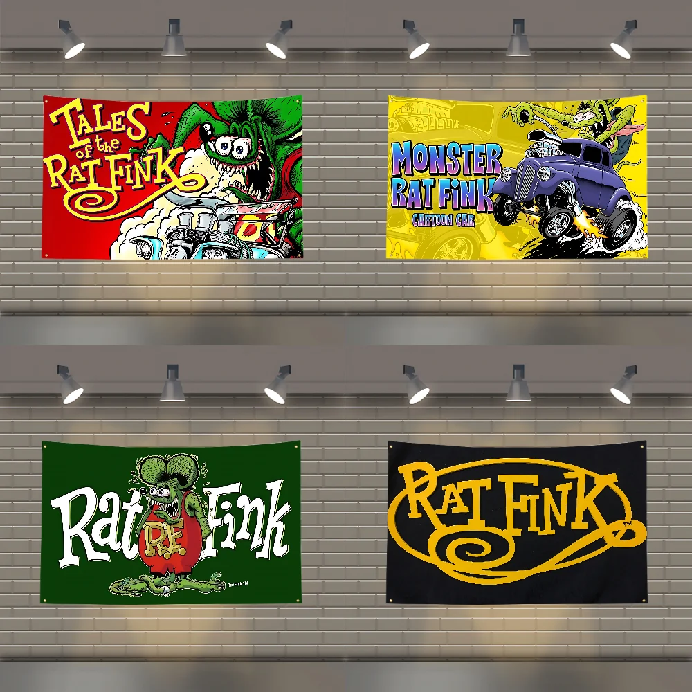 R-RAT F-FINK Flagge, Polyester, bedruckt, Autoflaggen für Zimmer, Garage, Dekoration, Outdoor, Camping Image