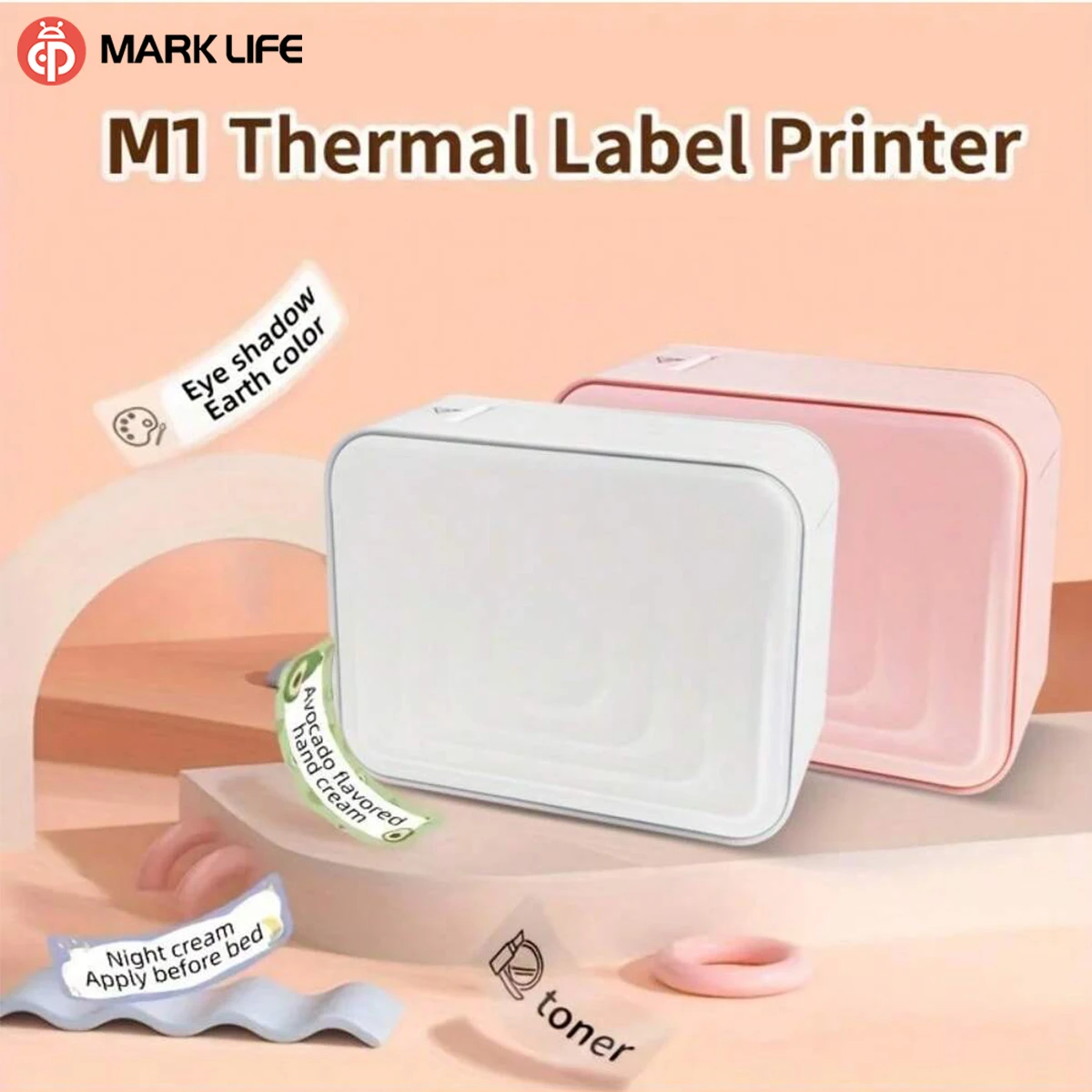 Marklife Mini-Thermo-Etikettendrucker M1 Maker Bluetooth selbstklebender Aufkleberdrucker für Büro, Küche, Schule, Geschenk/Markierung Image