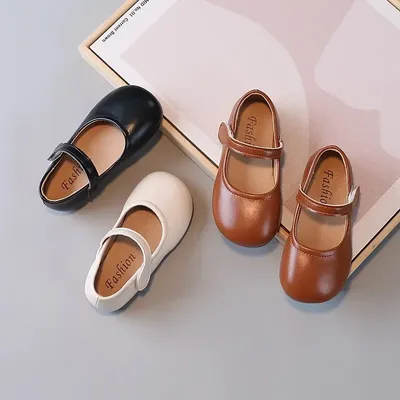Neue Lederschuhe für Mädchen für Kleinkinder, Kinder, Prinzessin, Mode, 2025, Frühling und Herbst, schick, einfach, klassisch, flach, weich, Schuhe 23–35 Image
