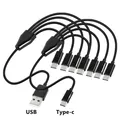 6 in 1 tipo C 1 a 2 3 4 6 cavo splitter USB A 2.0 a 6 micro USB/tipo C cavo di ricarica per sincronizzazione dati per telefono tablet pad
