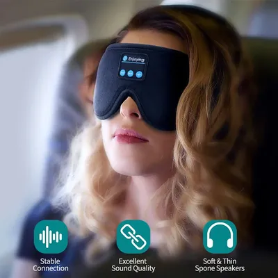 Schlafmaske, 3D-Augenmaske, Headsets, Stirnband, weich, elastisch, bequem, kabellos, Musik-Headsets, Augenmaske mit Mikrofon für Seitenschläfer Image