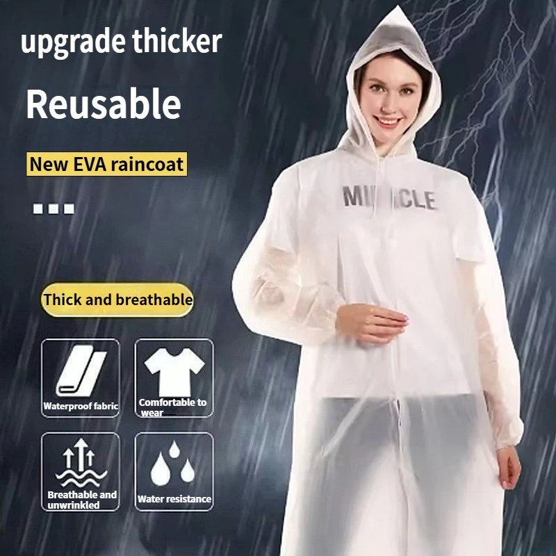 Heißer Verkauf Wiederverwendbare Transparente Regenmantel für Mann & Frauen Verdickung Outdoor Wandern Tragbare Wasserdichte Poncho Regenmantel Regen Abdeckung Image