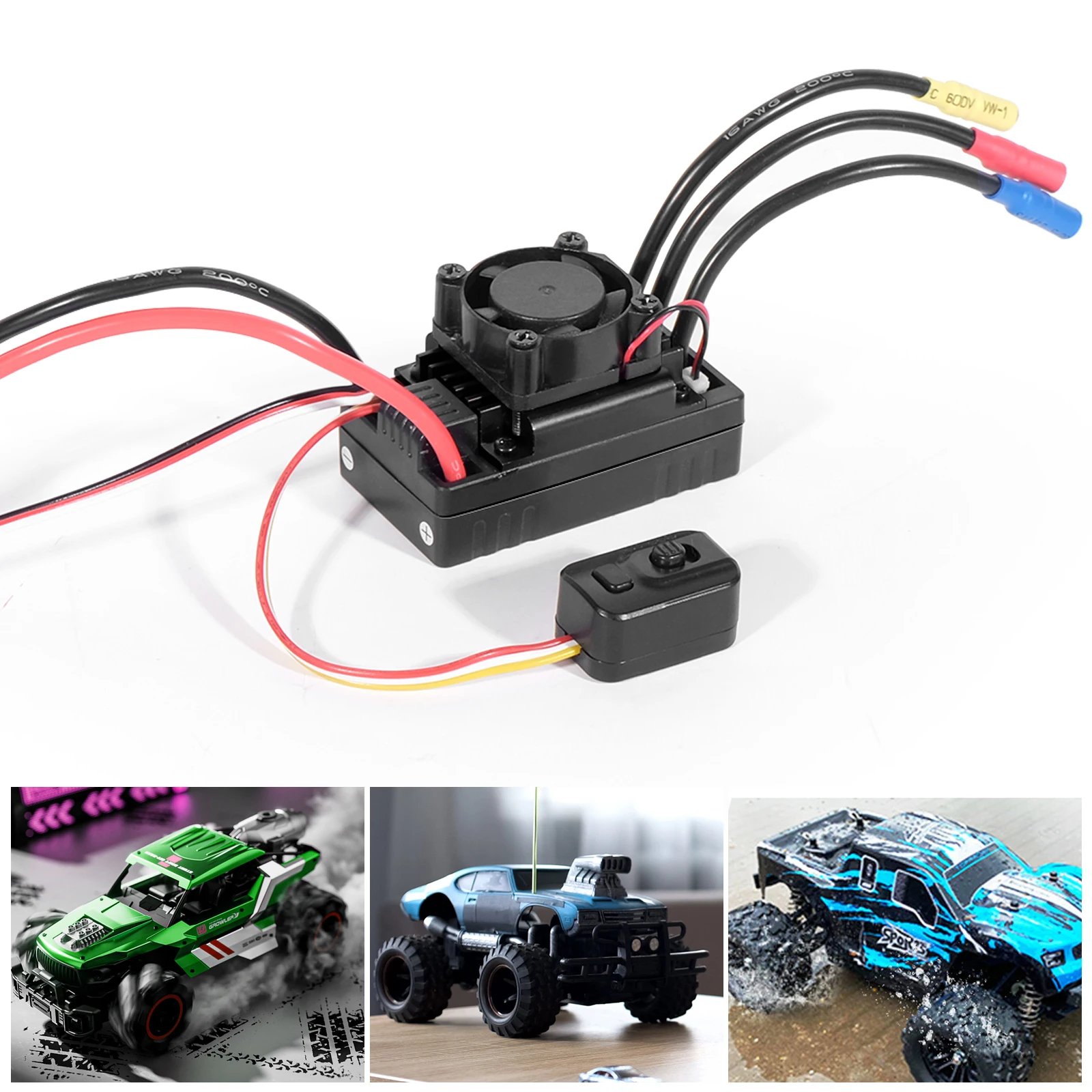 60A bürstenloser Regler 2-3S mit integriertem Schaltmodus BEC für 1/10 RC-Auto On-Road/Off-Road/Buggy/Monster