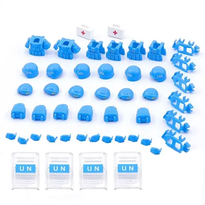 UN Peacekeeping Forc Baskenmütze Kugelsichere Westen Armee Soldat MOC Mini Militär Figuren Zubehör Baustein Ziegel Jungen Spielzeug Image