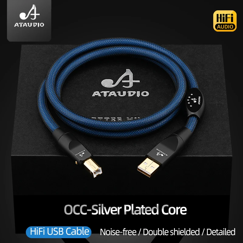 ATAUDIO HiFi USB Typ A auf B Audiokabel Hi-End DAC A-C Audiokabel OCC Versilberung Verstärker USB-Kabel Image