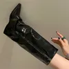 Eilyken Design Spleißen Keile Heels Frauen Kniehohe Lange Stiefel Mode Spitz Weibliche Zipper Schuhe Zapatos De Mujer