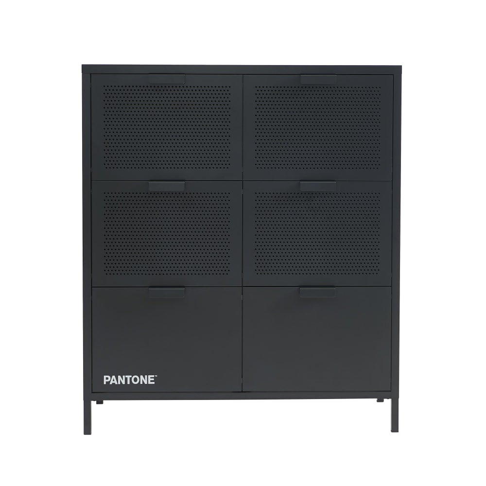 Commode métal gris anthracite 6 tiroirs 90cm