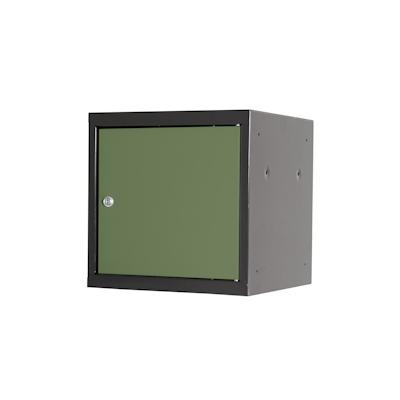 PROREGAL Schließfachwürfel Blocky mit Zylinderschloss + 2 Schlüssel | HxBxT 40x40x40cm | Anthrazit/Resedagrün | Tresor, Schließfach, Schlüssel Image