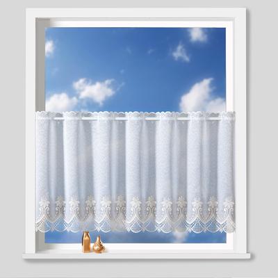 Scheibengardine nach Maß WECKBRODT "Fiorella", weiß (weiß, ecru), B:88cm H:60cm, Obermaterial: 100% Polyester, Gardinen nach Maß, Bistro, Gardine, Store, nach Maß Image