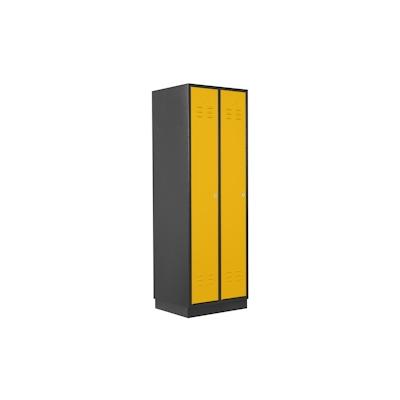 PROREGAL Garderobenschrank Ermine mit 2 Türen | HxBxT 178x60x50cm | Anthrazitgrau/Gelb | Spind, Aufbewahrungsspind, Arbeitsschrank Image