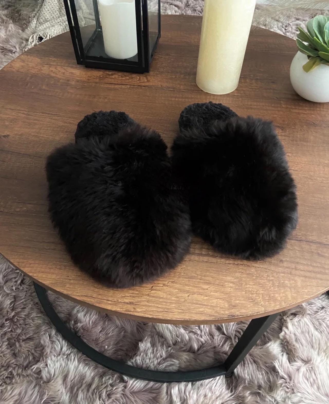 Pantoufles en fourrure d'alpaga - Pantoufles en alpaga du Pérou - Pantoufles unisexes - Pantoufles en fourrure - Pantoufles d'hiver - Cadeau pour tout