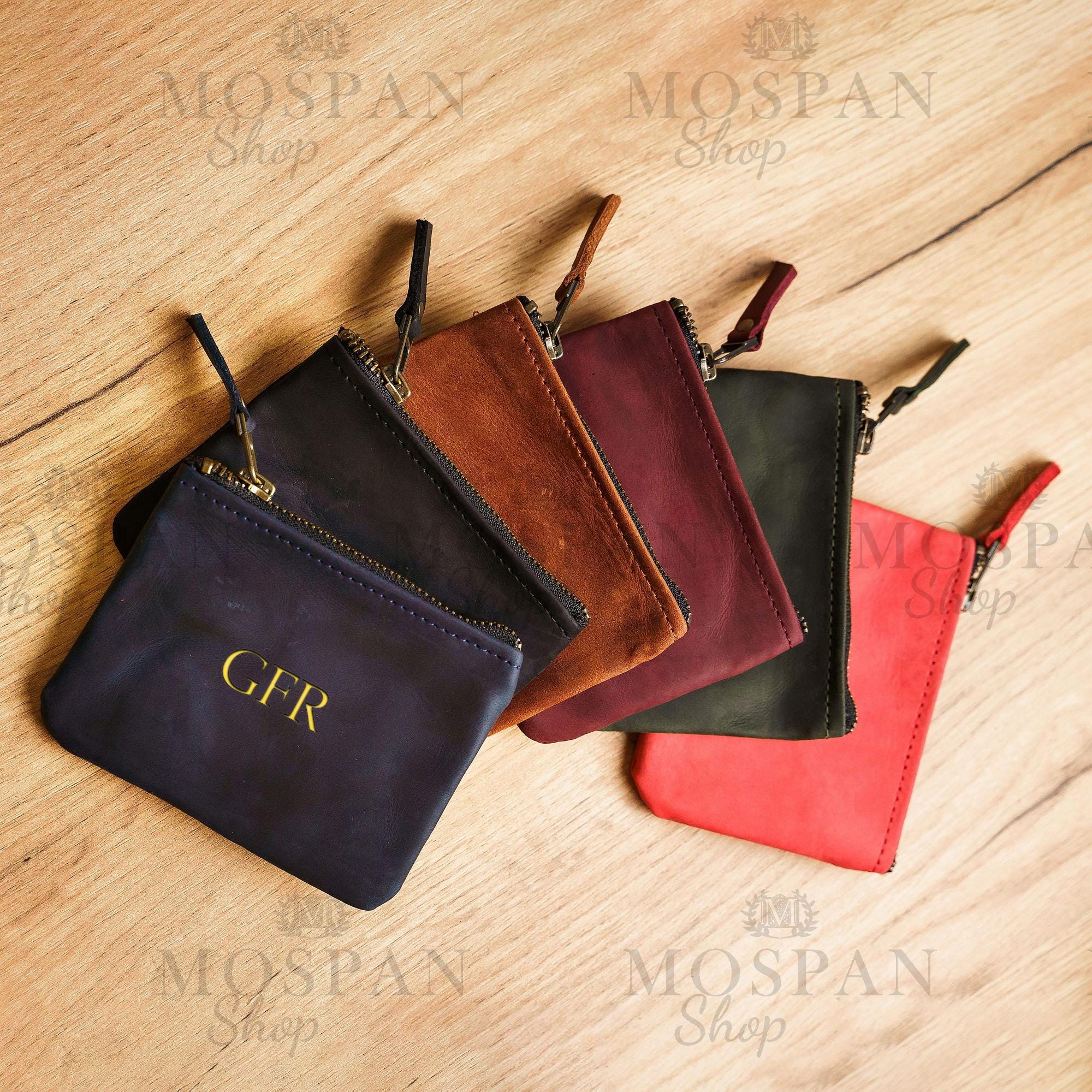 Porte-monnaie en cuir, Pochette zippée en cuir, Petite pochette en cuir, Pochette zippée en cuir, Petit portefeuille zippé, Pochette monnaie en cuir,